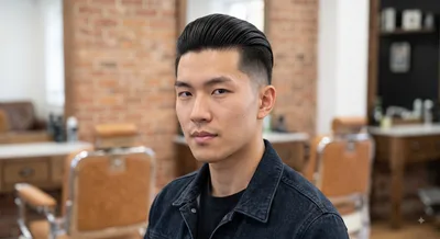 Slick back with a taper fade