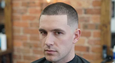 Buzz cut with a sharp line-up